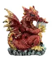 Figura decorativa de dragón rojo con cría 