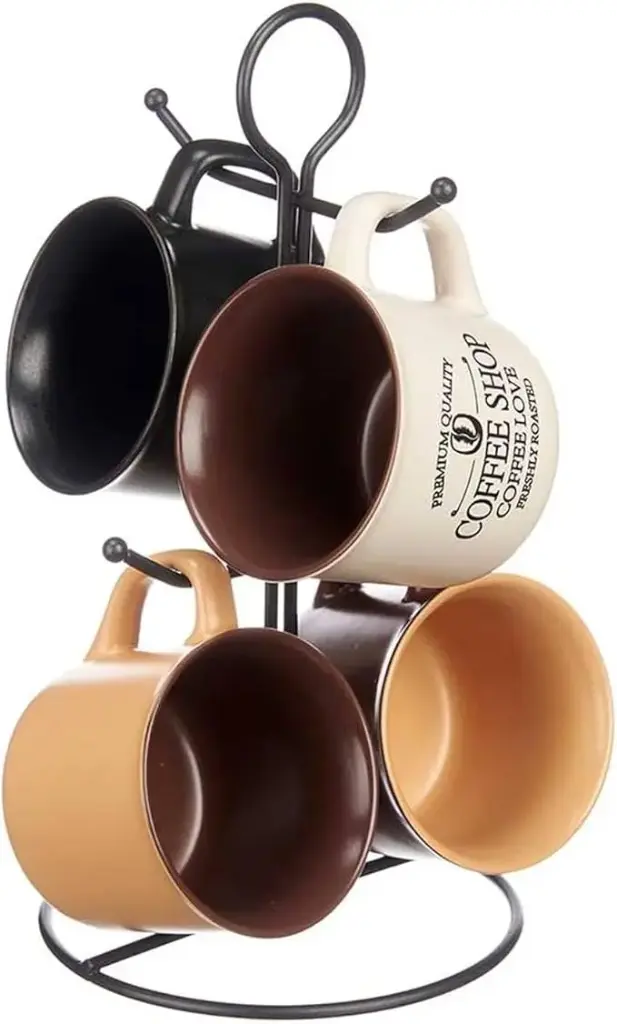 [MUG-SET-COFFEE-VIN4] tazas de café (4) con soporte colgante