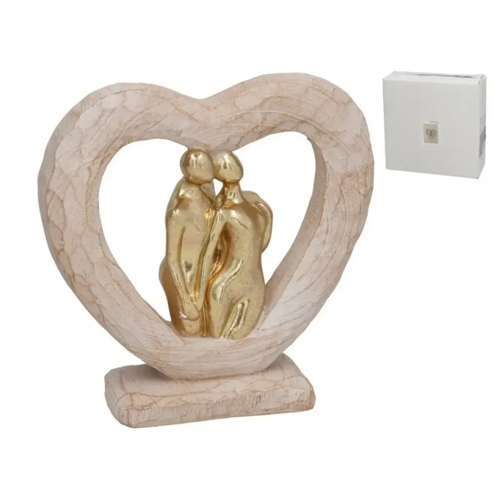 Escultura de Pareja en Corazón - Símbolo de Amor y Unión (21.5 cm)