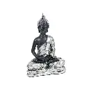 Figura de Buda Meditando en Negro y Plata - Decoración Zen y Espiritual (38 cm)