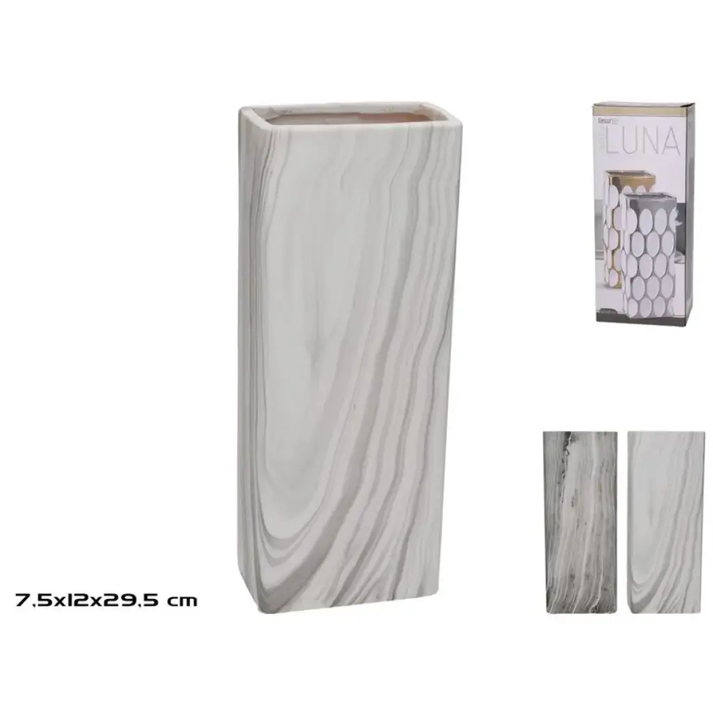 [JARRN-MARMOL] Jarrón Rectangular con Efecto Mármol - Elegancia y Minimalismo (29.5 cm)