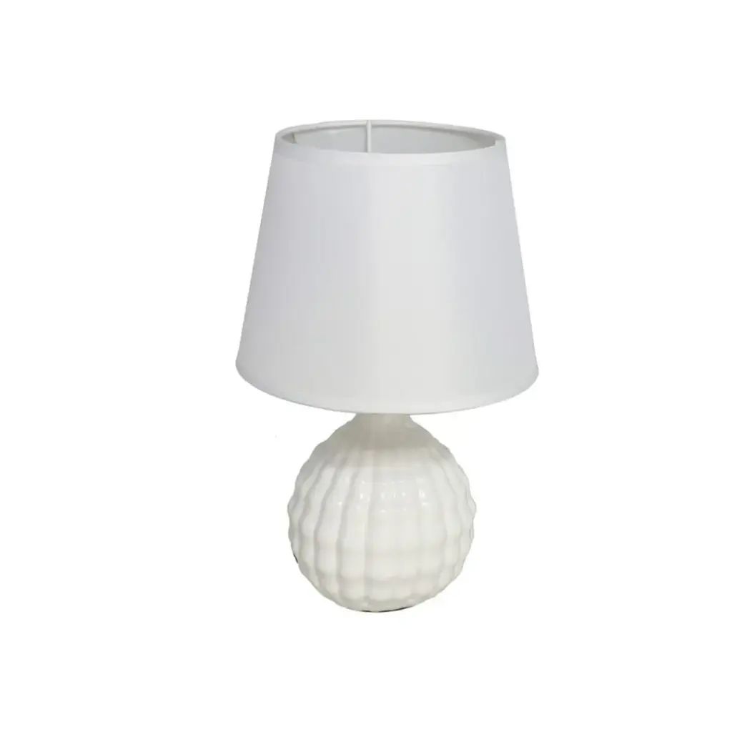 [LAMP-MS-BLANCA] Lámpara de Mesa de Cerámica Blanca - Diseño Elegante y Minimalista (22 cm)