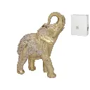 Figura de Elefante Dorado con Detalles Tallados - Decoración Elegante y Feng Shui (26 cm)