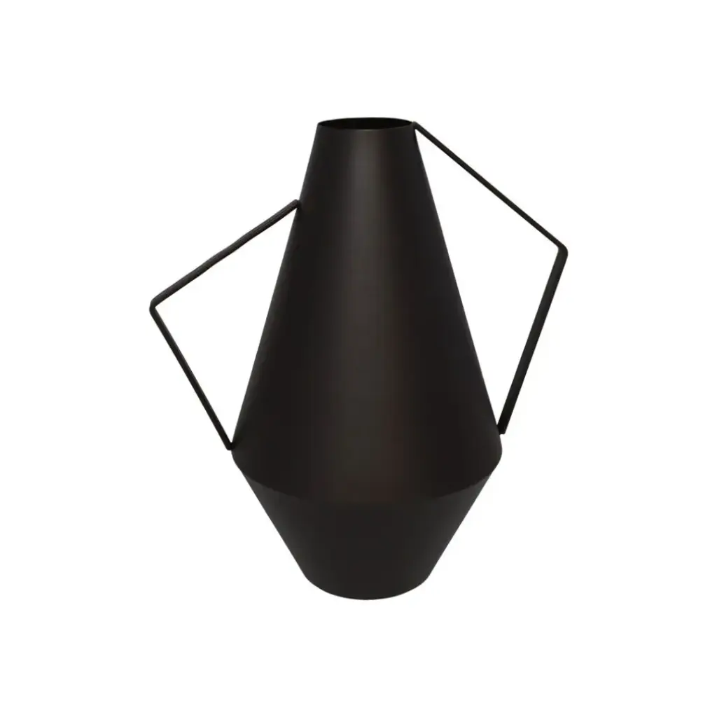 [JARRN-METLC-NEGRO] Jarrón Metálico Moderno - Diseño Geométrico Minimalista (30 cm)