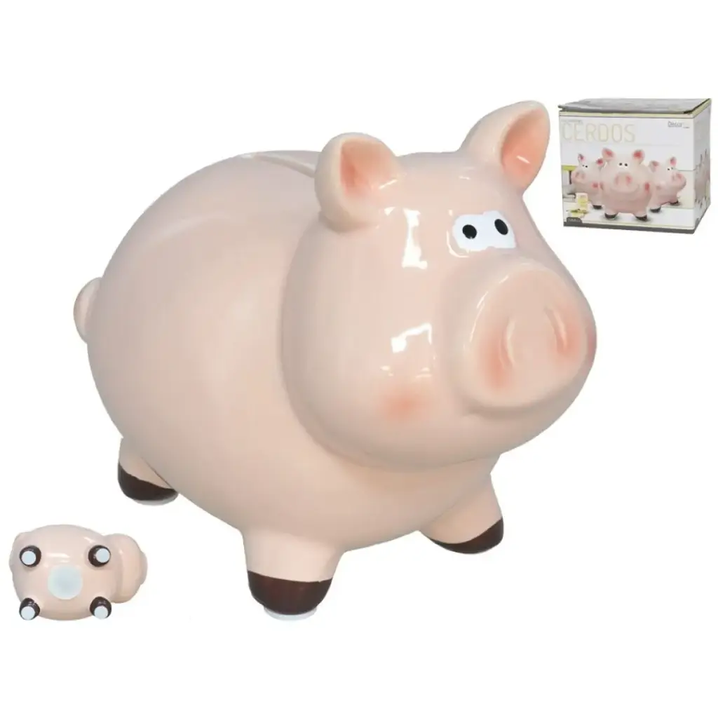 Alcancía Cerdito de Cerámica - Diseño Divertido y Seguro (17.2 cm)