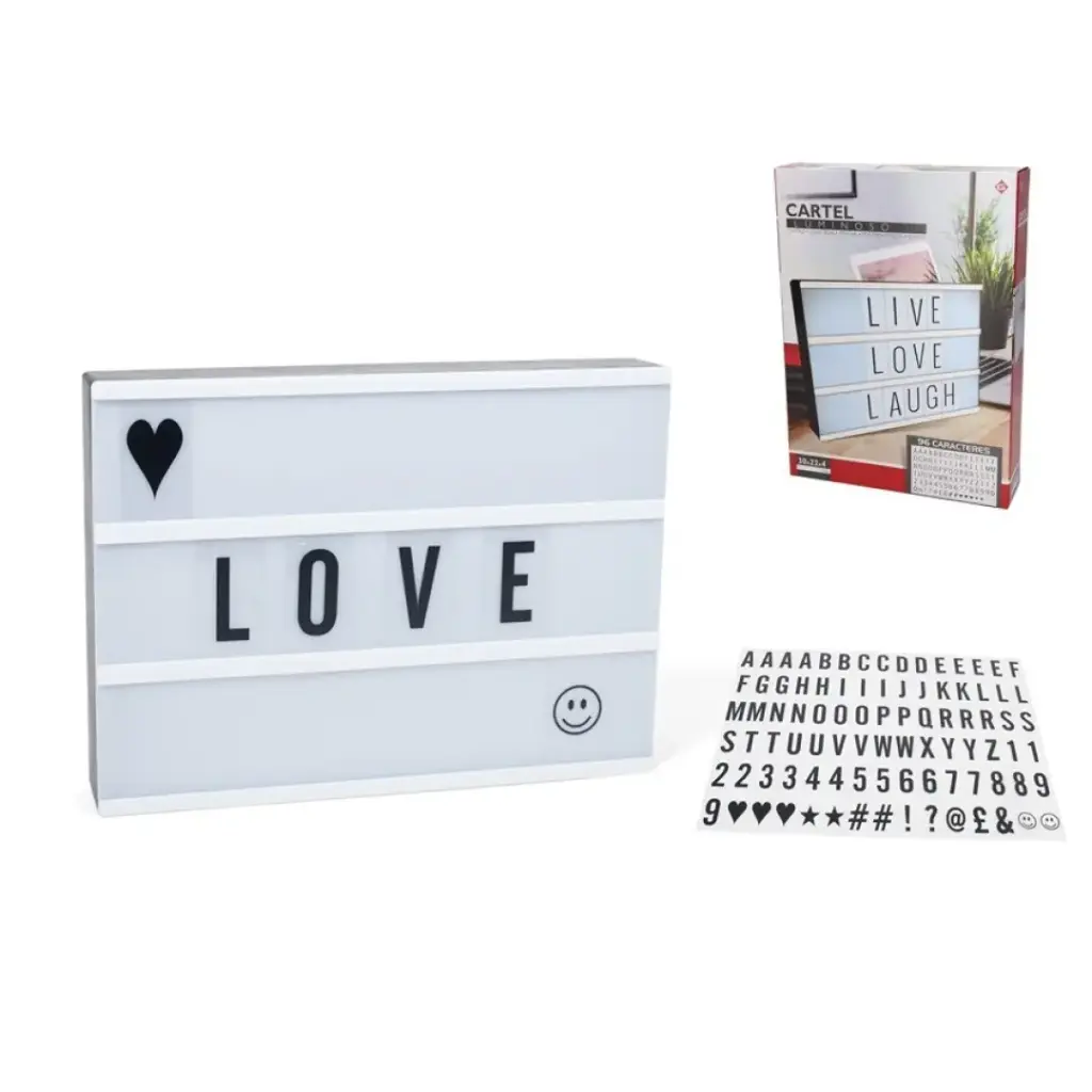 Caja de Luz LED Personalizable - Pizarra Iluminada con Letras Intercambiables (30 cm)