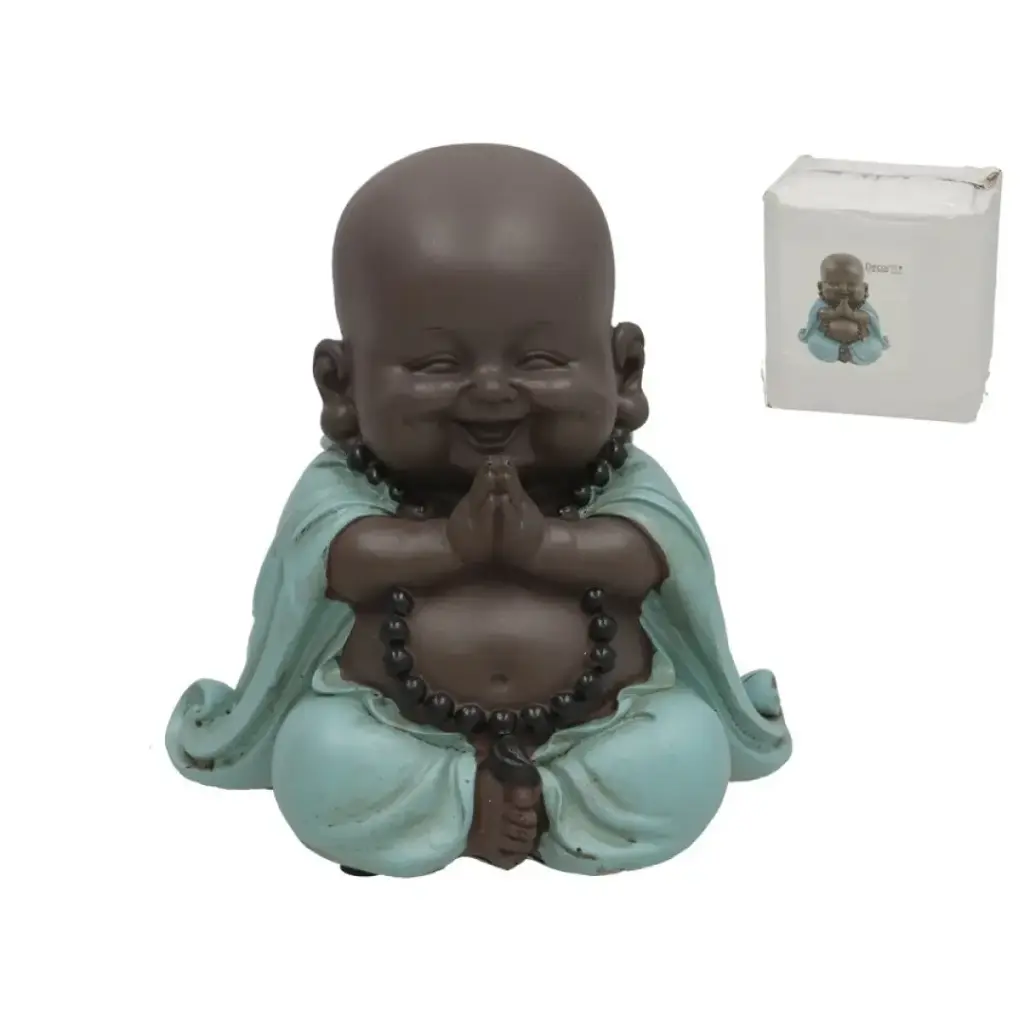 [FIGUR-BUDAORACN] Figura de Buda Sonriente en Posición de Oración - Decoración Zen
