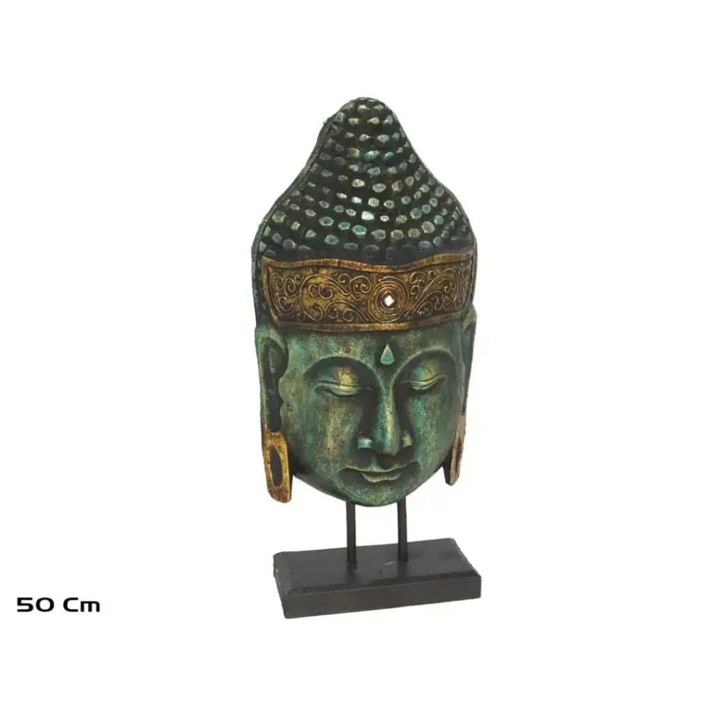 [FIGR-BMV-50] Escultura de Cabeza de Buda en Soporte - Decoración Zen y Espiritual (50 cm)
