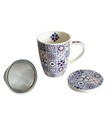 Taza de té con filtro estampado y caja de regalo