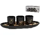 Set de Portavelas Decorativo con Diseño Elegante en Negro y Dorado