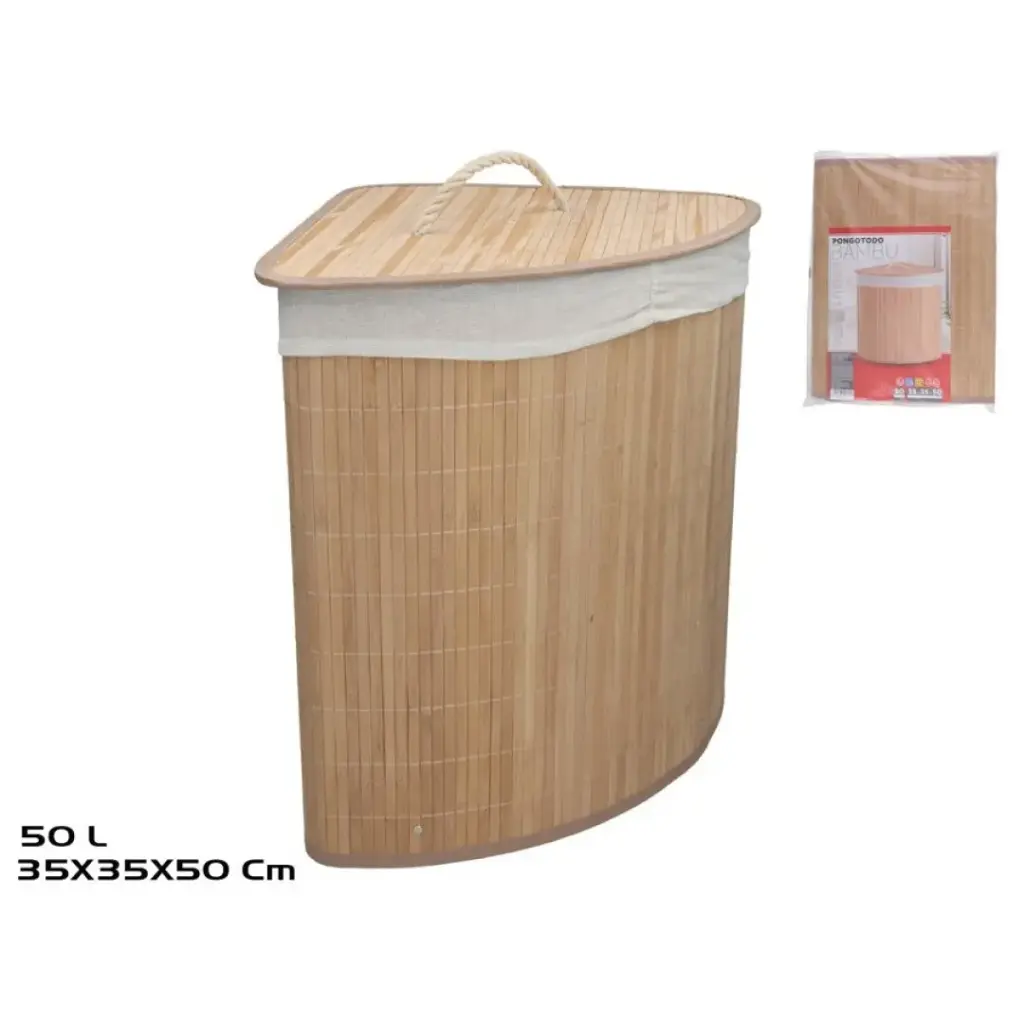 [CESTO-BAMBU-50L] PONGOTODO ESQUINERO IRKA BAMBU 50L 35X35X57CM