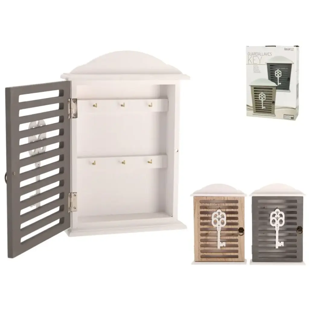 [X9VH00061705-GR] Guarda llaves de madera con diseño vintage (Gris)