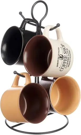 [MUG-SET-COFFEE-VIN4] tazas de café (4) con soporte colgante