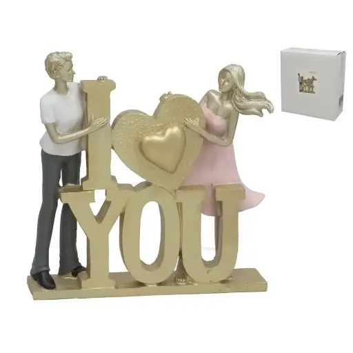 [FIG-DEC-ROMTC-I LOVE] Figura de Pareja "I LOVE YOU" - Decoración Romántica y Regalo Especial (24 cm)