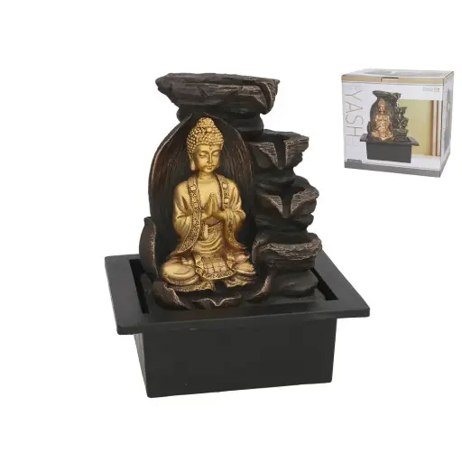 [FUENT-BUD-YAS] Fuente Decorativa de Buda Dorado - Relajación y Armonía Zen (25 cm)