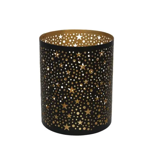 Portavela de Metal Negro y Dorado
