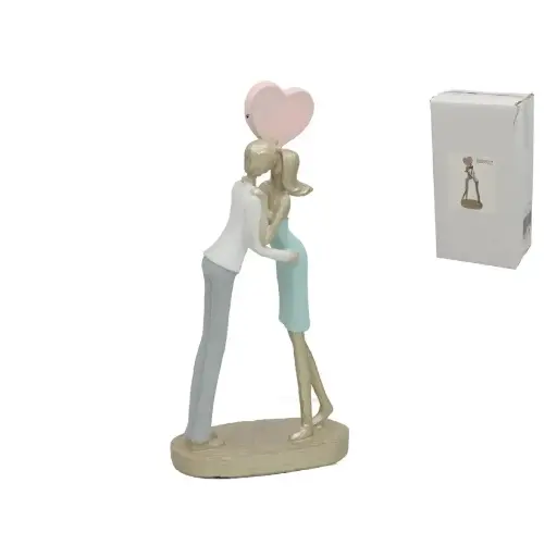 [FIGR-PAREJA] Escultura de Pareja Enamorada con Globo de Corazón - Símbolo de Amor y Romanticismo