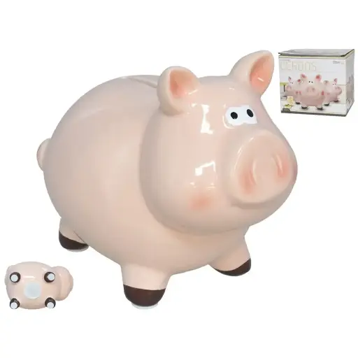 [HUCH-CEDO] Alcancía Cerdito de Cerámica - Diseño Divertido y Seguro (17.2 cm)