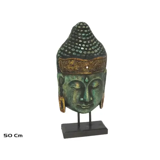 [FIGR-BMV-50] Escultura de Cabeza de Buda en Soporte - Decoración Zen y Espiritual (50 cm)