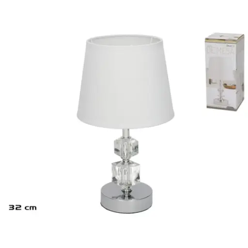 [LAMP-CRISTAL-32CM] LAMPARA MESA METAL CURAZAO 18X18X32CM
