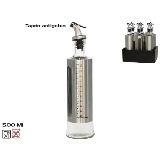 [ACE-BOT-500ML] ACEITERA C/ TAPON ANTIGOTEO OLIVE 500ML C/MEDIDA