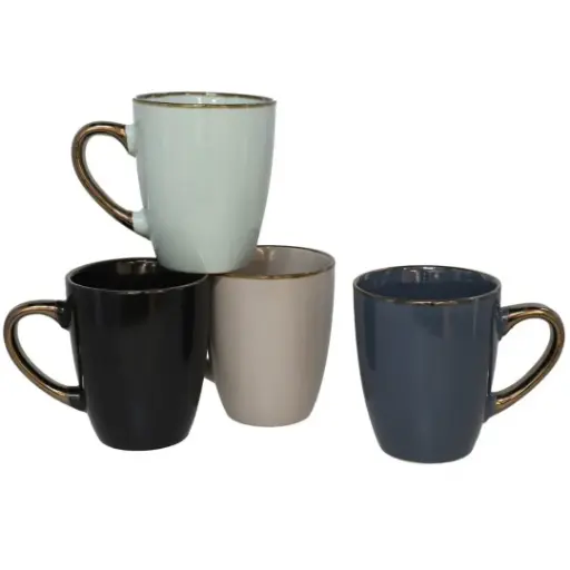 [TAZ-350ML-SET4] Set de 4 tazas (Negro, Verde, Azul y Gris) Mug 350ML